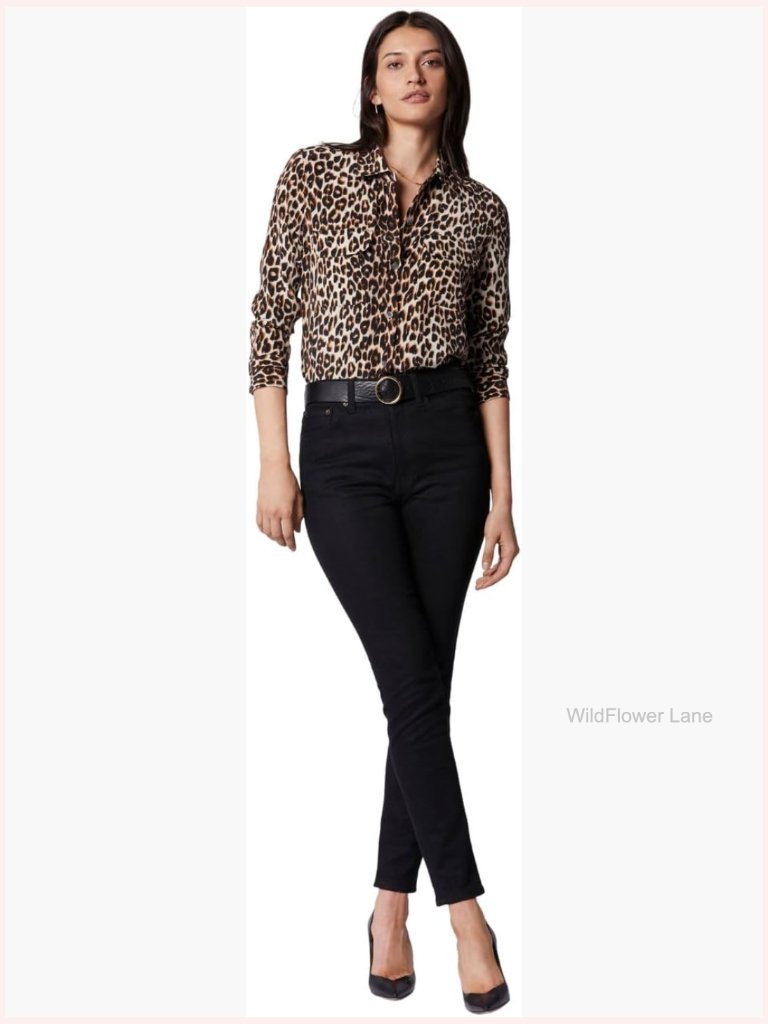 Slim Signature Silk Button Down Blouse Long Sleeve